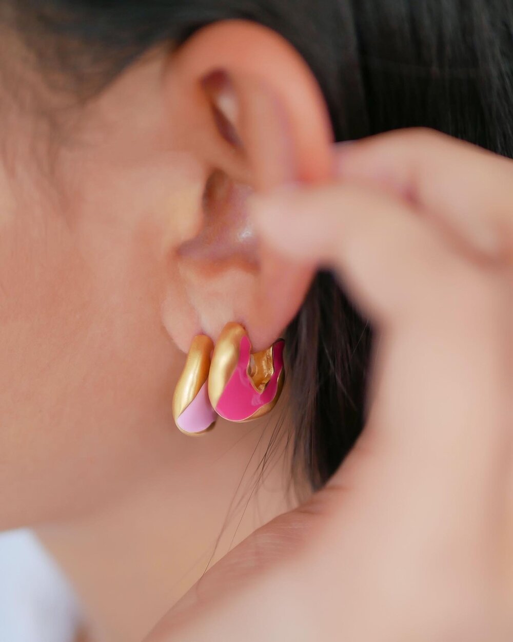 Amelia hoops, Light Pink - forgyldt